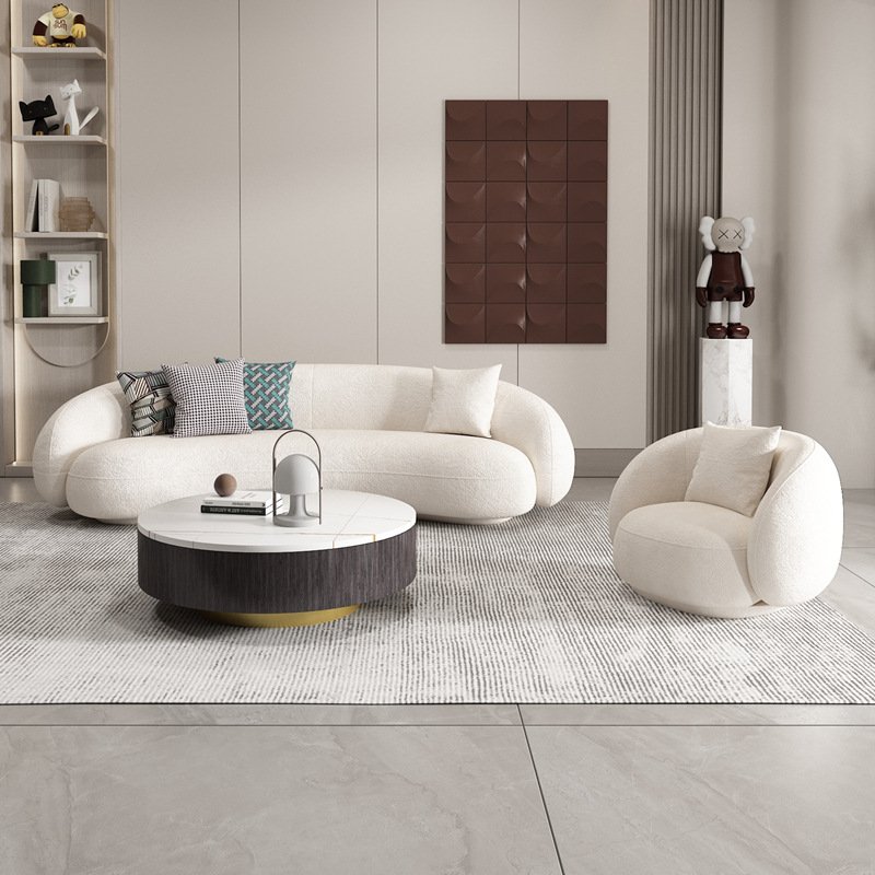 Italian-style minimalist fabric sofa living room small apartment modern arc creative design home apartment light luxury Internet