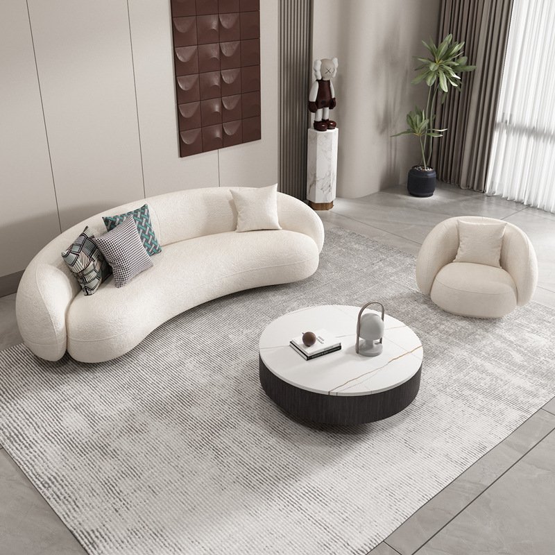 Italian-style minimalist fabric sofa living room small apartment modern arc creative design home apartment light luxury Internet