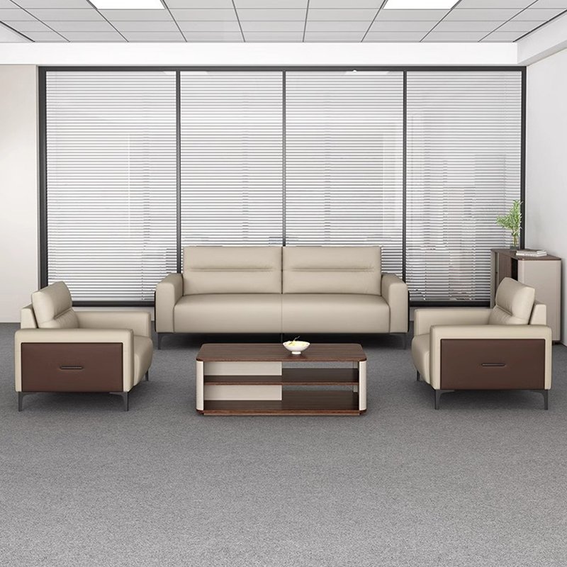 Modern Nordic 2-Seater Leather Office Sofa Set Modular European Style for Hotels Schools Workshops Home & Commercial Reception