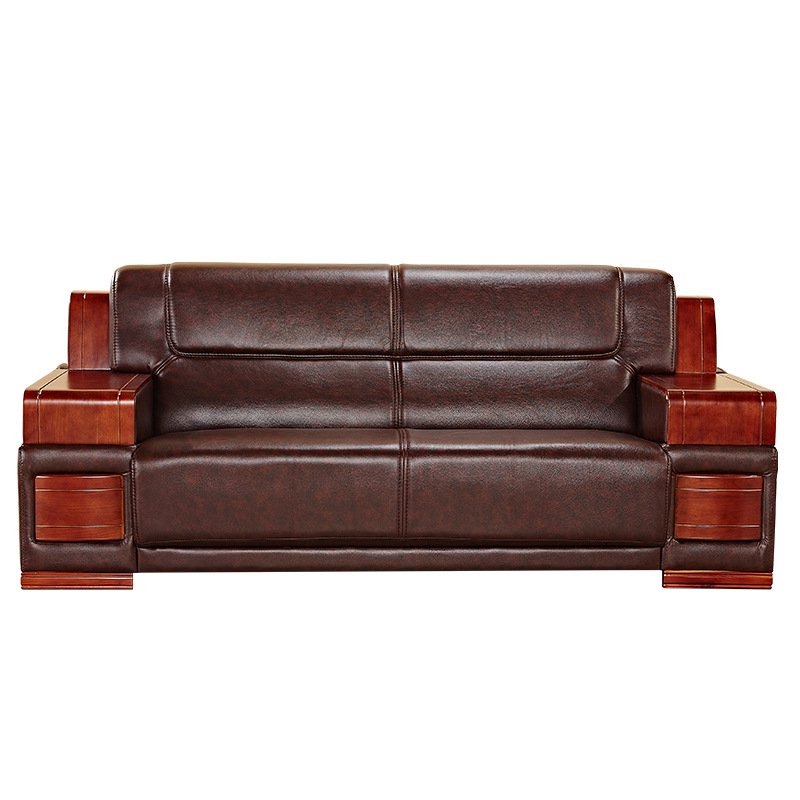 Premium Chinese Style Office Sofa Business Reception Leather Sofa Set | Comfortable and Waterproof Sturdy Wooden Frame