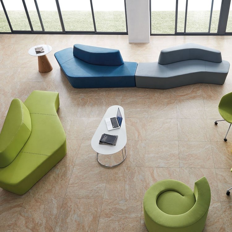 Super Modern Style Office Reception Set Top Grain Genuine Leather Sofa for Living Room School Library PU Material Antique Design