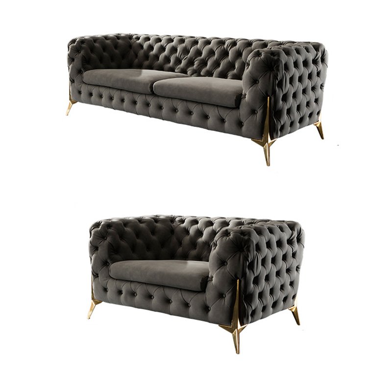 Luxury leather chesterfield sofa set 3 2 1 office sofa set designs modern living room couch velvet sofa and loveseat set