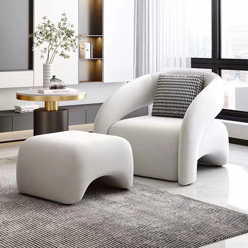 Italian minimalist living room small apartment bedroom balcony lazy person single sofa light luxury leisure guest chair