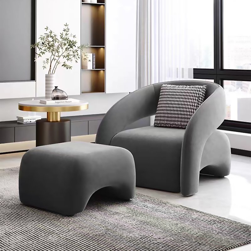 Italian minimalist living room small apartment bedroom balcony lazy person single sofa light luxury leisure guest chair