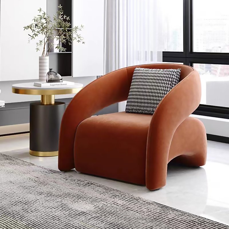 Italian minimalist living room small apartment bedroom balcony lazy person single sofa light luxury leisure guest chair