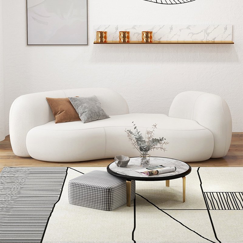 design contemporary Nordic luxury sofa curved white teddy curved sofa sherpa shearling lounge lamb fabric sofa