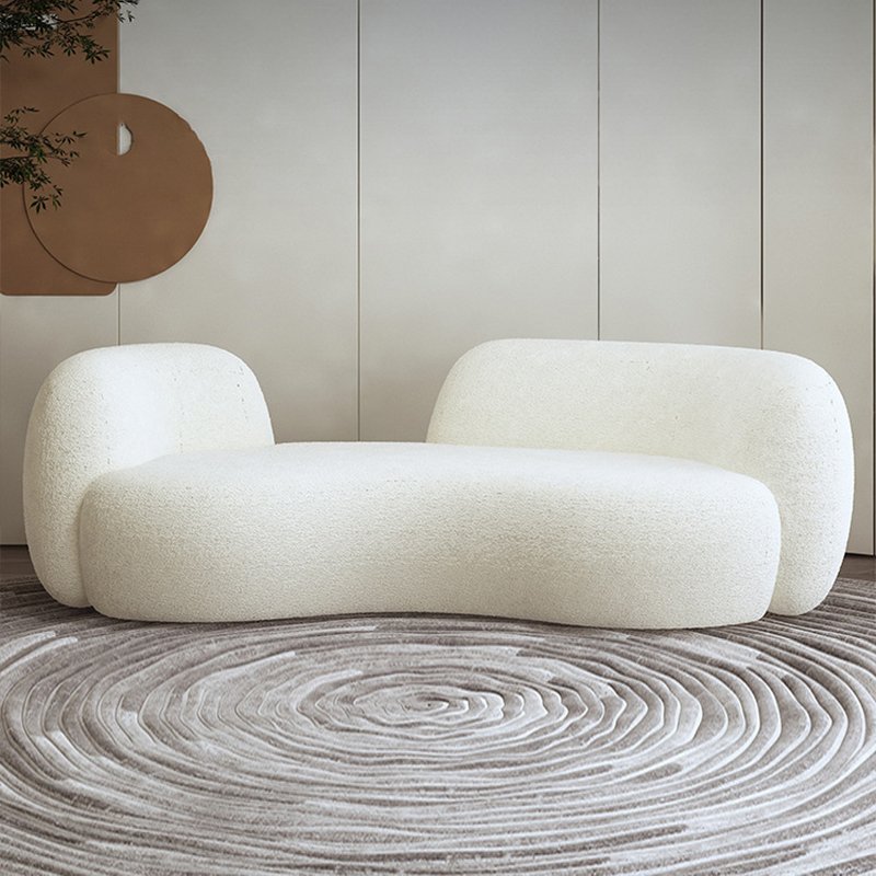 design contemporary Nordic luxury sofa curved white teddy curved sofa sherpa shearling lounge lamb fabric sofa