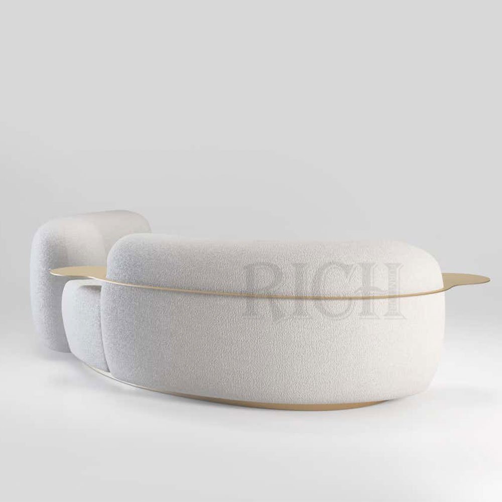 design contemporary Nordic luxury sofa curved white teddy curved sofa sherpa shearling lounge lamb fabric sofa