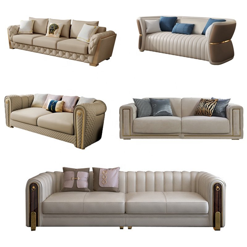 Luxury Home furniture Nordic leather Modular sectional couch Modern living room sofas