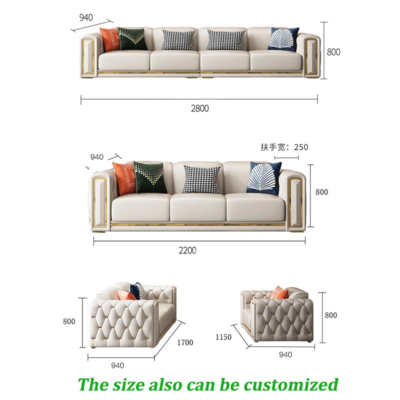 Luxury Home furniture Nordic leather Modular sectional couch Modern living room sofas