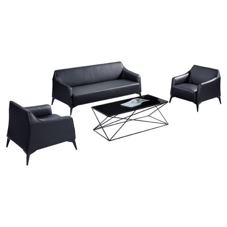 Foshan Modern Black Leather Commercial Waiting Room Office Sofa