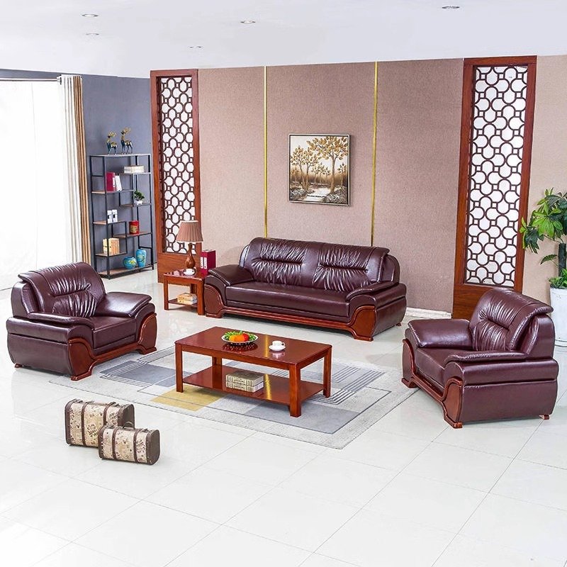 Modern Commercial Furniture hot sales office lobby sofa luxurysolid wood fram business office sofa set