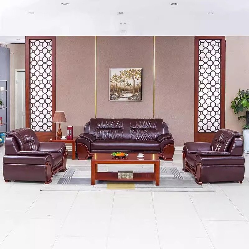 Modern Commercial Furniture hot sales office lobby sofa luxurysolid wood fram business office sofa set