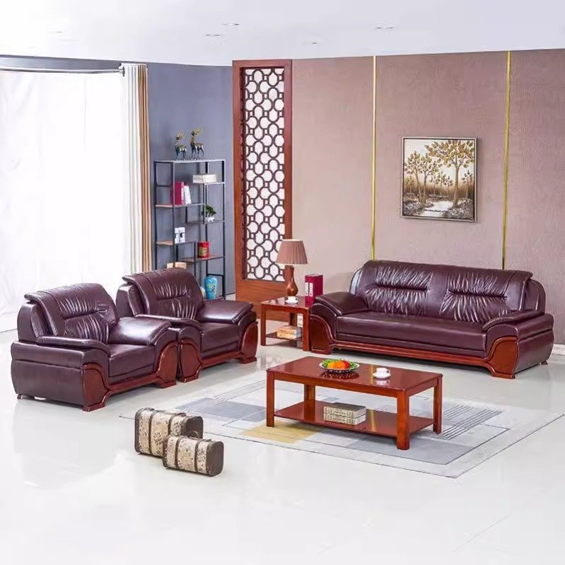 Modern Commercial Furniture hot sales office lobby sofa luxurysolid wood fram business office sofa set
