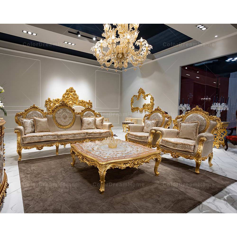 Latest Hotel Wedding Sofa Royal Luxury Gold Wooden Carved Single Sofa Design One Seater Sofa Chair
