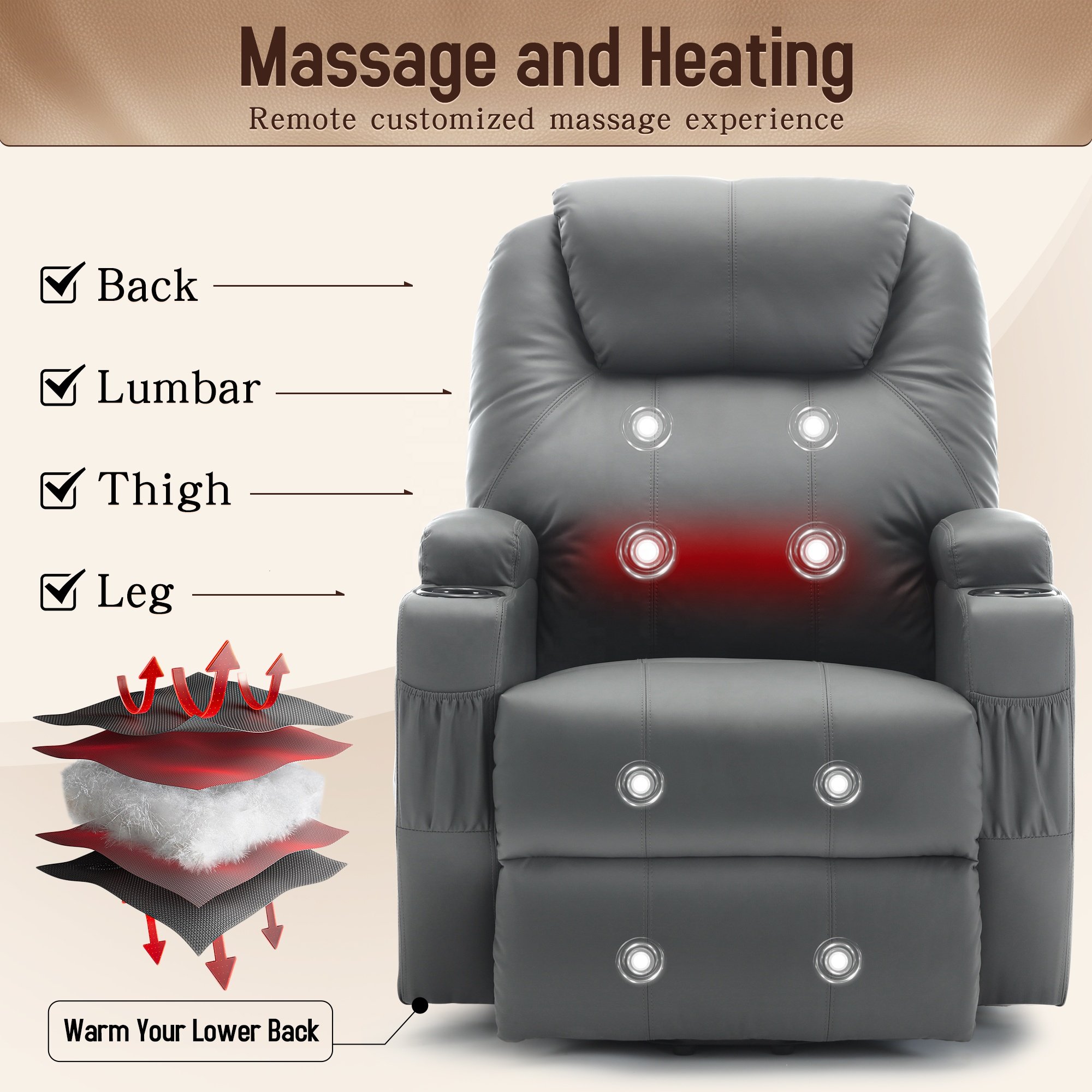Luxury Electric Cinema Seat Leather Recliner Home Specific Sofa Electrical Recliner Sofa For Elderly