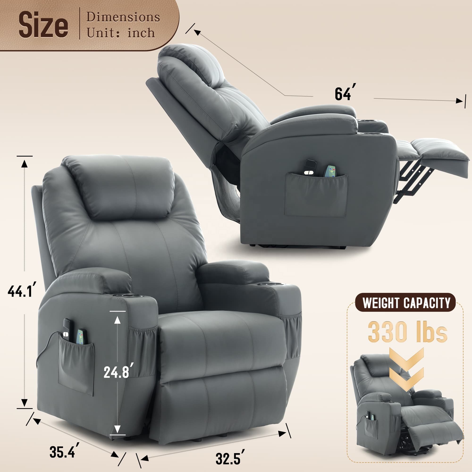 Luxury Electric Cinema Seat Leather Recliner Home Specific Sofa Electrical Recliner Sofa For Elderly
