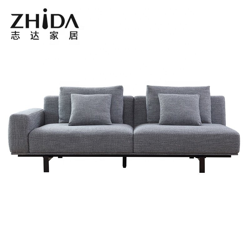 Zhida OEM factory custom made modern light grey big sectional sofa 4 3 2 seater for living room