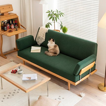 Nordic Cloth Art Sofa Combination Sitting Room Contemporary and Contracted Double Person Small Family Solid Wood Furniture