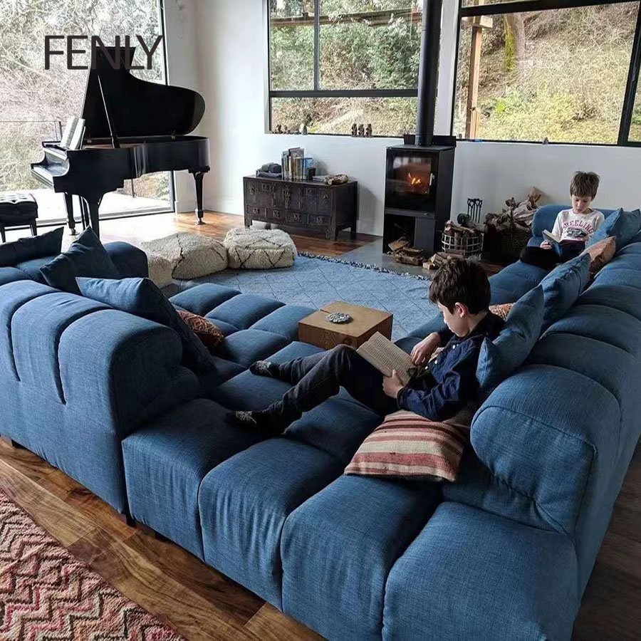 Italian Designer Simple Modern Luxury Modular Sectional Sofa Set Minimalist Combination Style for Living Room