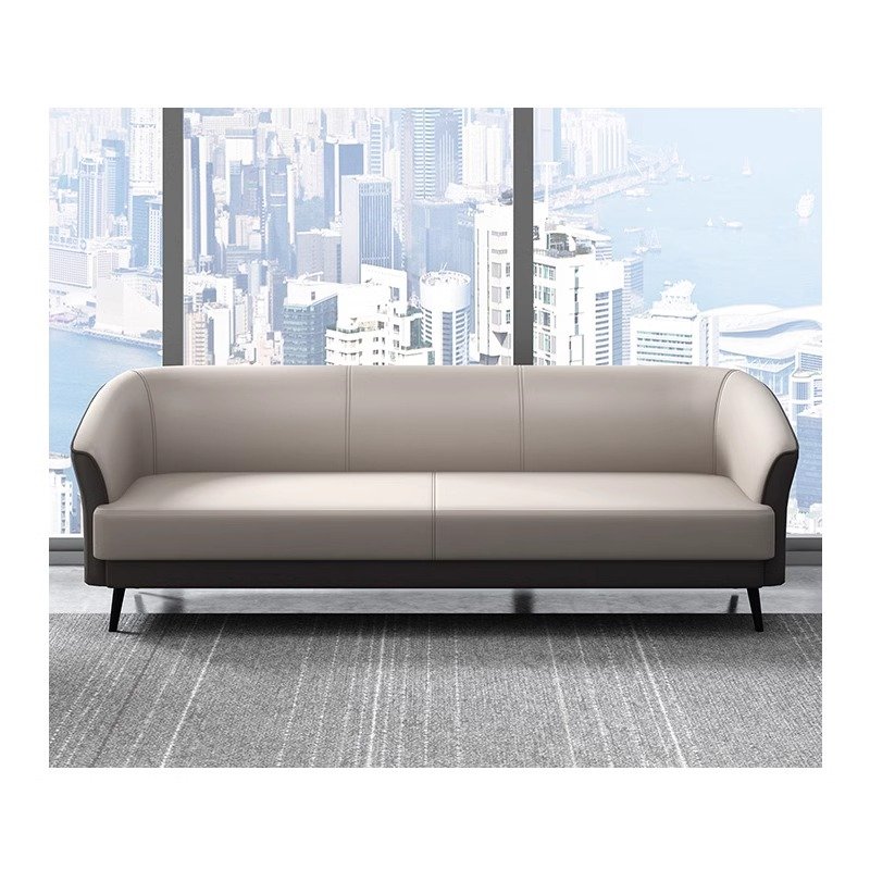 Simple Three People Reception Room Business Visitors Lounge Area Office Sofa Coffee Table Combination Leather