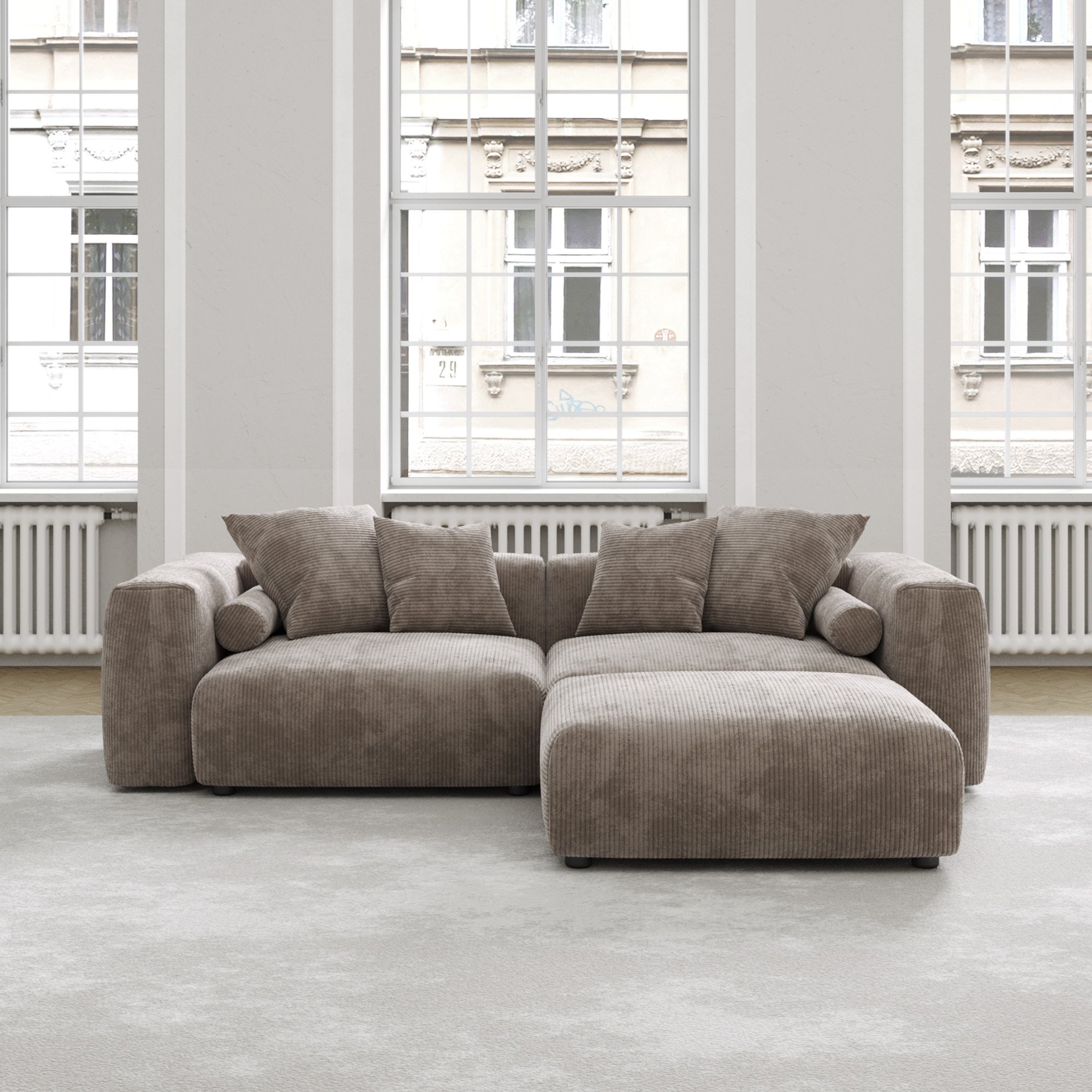 Modern Sectional Couch Sofa with 4 Pillows Covers Removable Living Room
