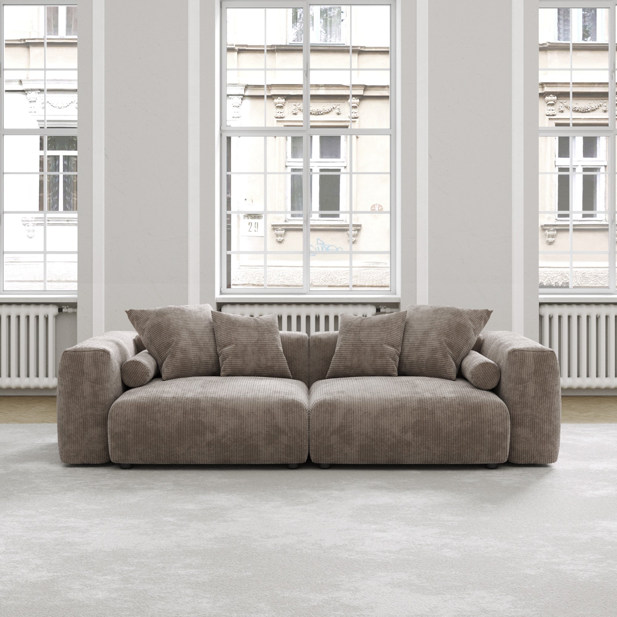 Modern Sectional Couch Sofa with 4 Pillows Covers Removable Living Room