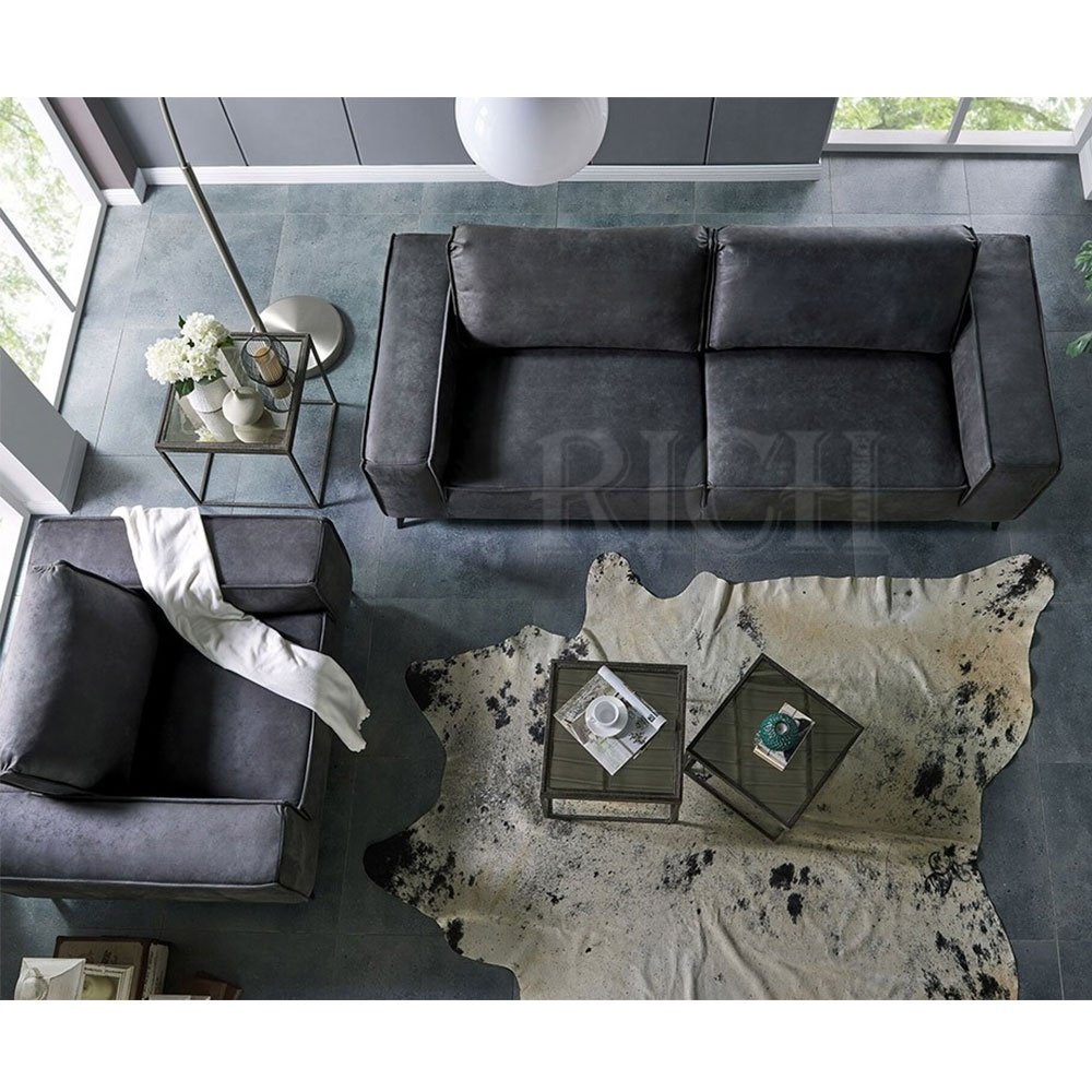 single seater mid century industrial distressed leather couch vintage european modern living room furniture leather sofa