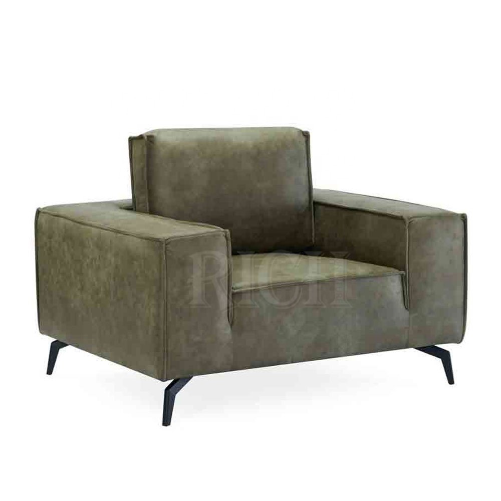 single seater mid century industrial distressed leather couch vintage european modern living room furniture leather sofa