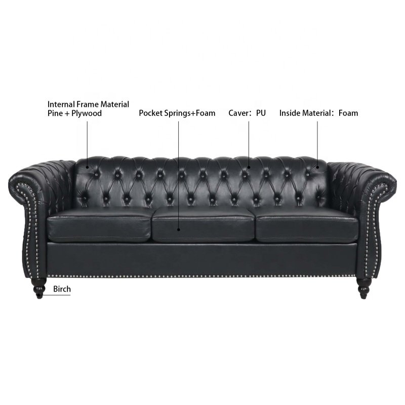 Chesterfield vintage large sofa. Office home luxury three seater sofa. Color available.