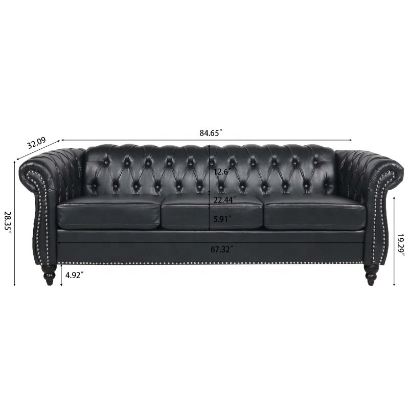 Chesterfield vintage large sofa. Office home luxury three seater sofa. Color available.