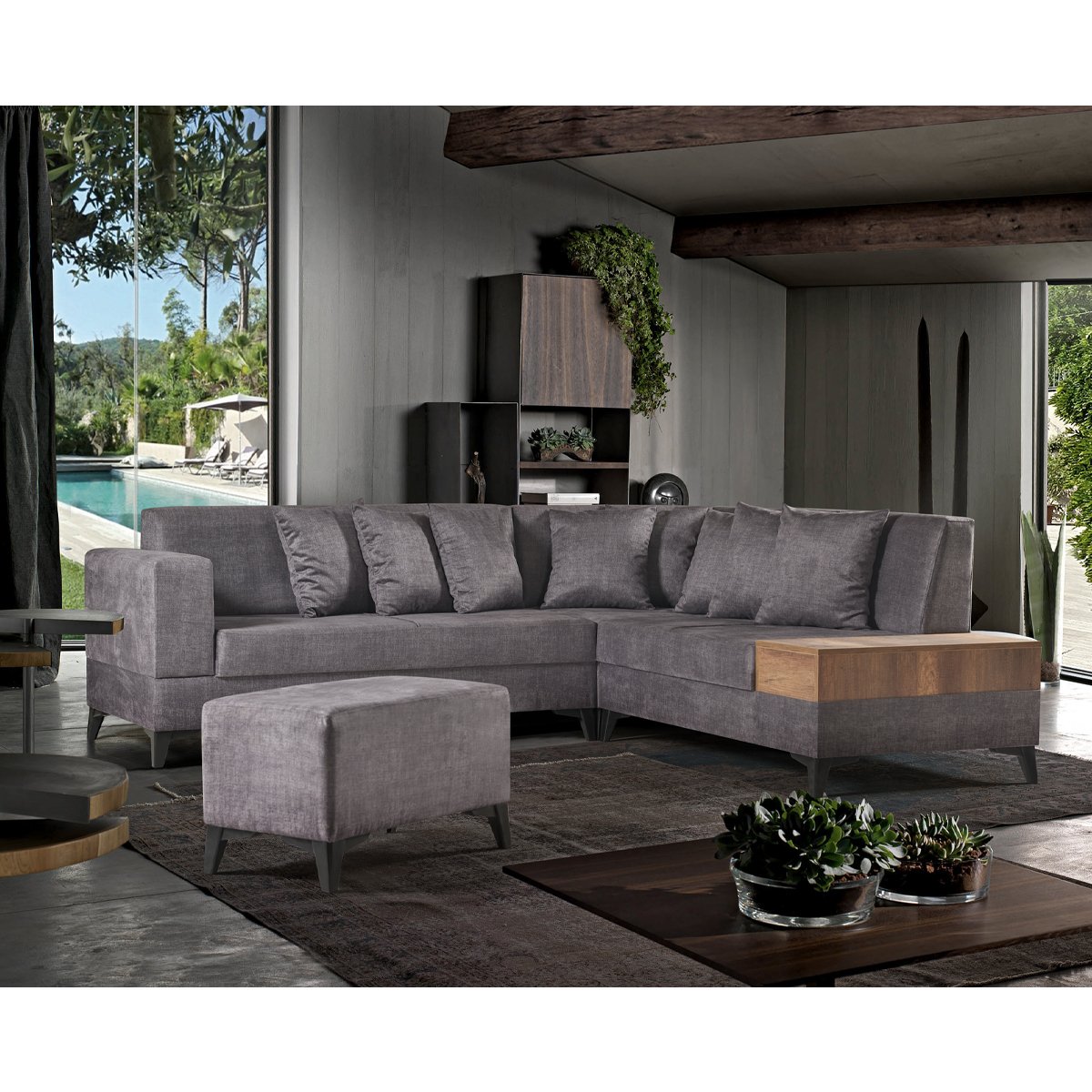 Luxury furniture Quality Pull Out Living Room Furniture L Shaped Elegance sofa fabric living room