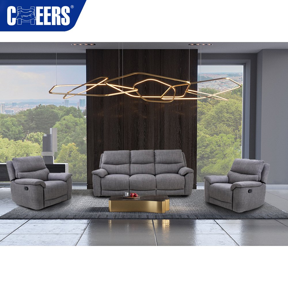 MANWAH CHEERS Fabric Manual Reclining Sofa 3 2 1 Seat Set Comfortable Sofa With Wide Armrest For Living Room