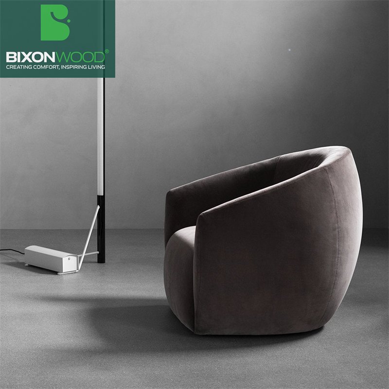 BIXONWOOD Modern Nordic Luxury Lounge Armchair Tub Chair Boucle Fabric Single Sofa Swivel Accent Chair for Living Hotel