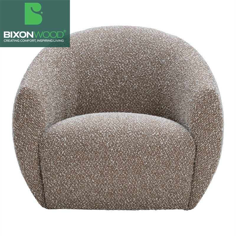 BIXONWOOD Modern Nordic Luxury Lounge Armchair Tub Chair Boucle Fabric Single Sofa Swivel Accent Chair for Living Hotel