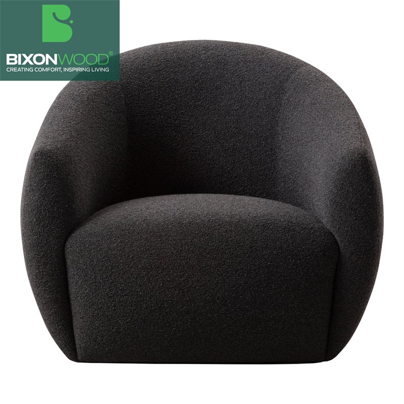 BIXONWOOD Modern Nordic Luxury Lounge Armchair Tub Chair Boucle Fabric Single Sofa Swivel Accent Chair for Living Hotel