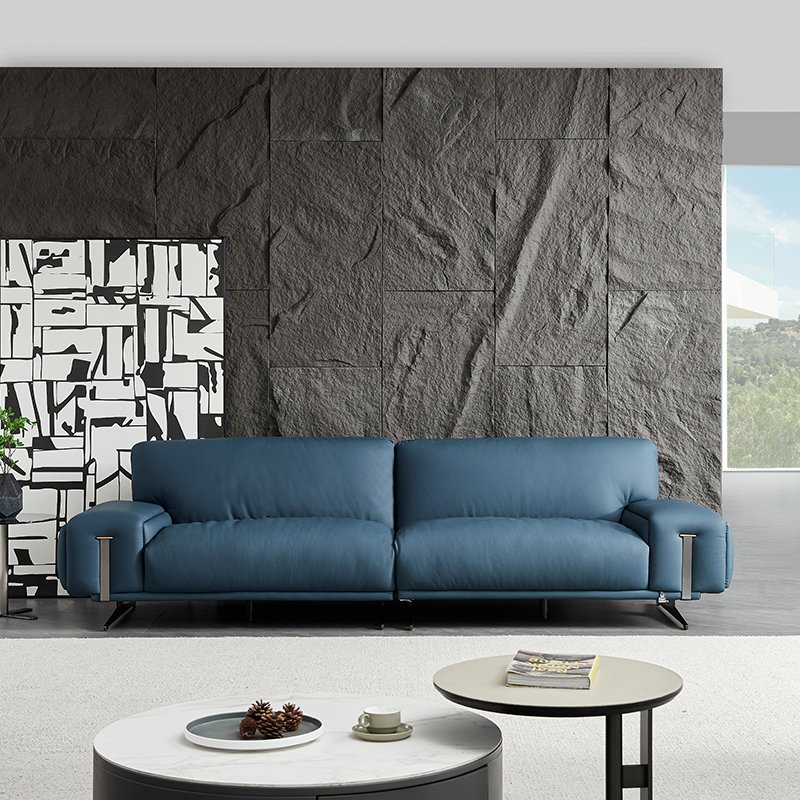 Wholesale Leather Office Sofa Set Italian Real Leather Living room Sofa Blue Color Sofa