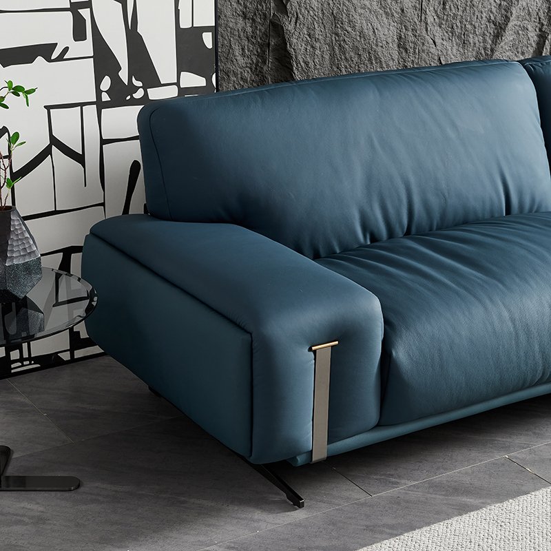 Wholesale Leather Office Sofa Set Italian Real Leather Living room Sofa Blue Color Sofa