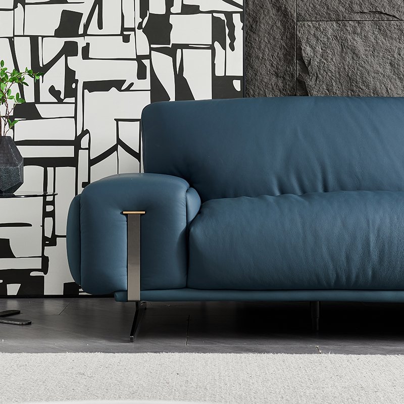 Wholesale Leather Office Sofa Set Italian Real Leather Living room Sofa Blue Color Sofa
