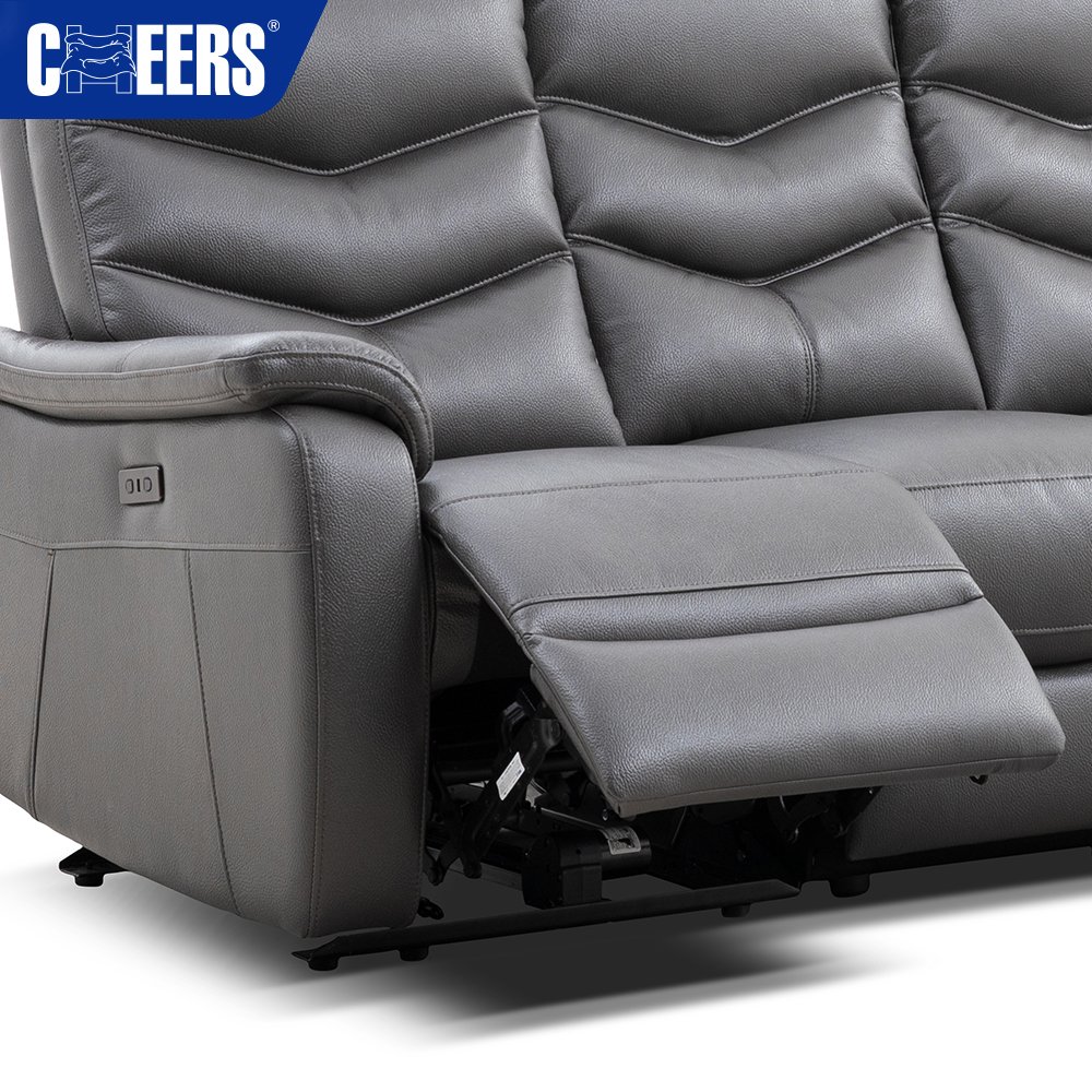 MANWAH CHEERS Euro Leather Upholstered Power Reclining Living Room Sofa 4 Seater Luxury Sofa Set Furniture