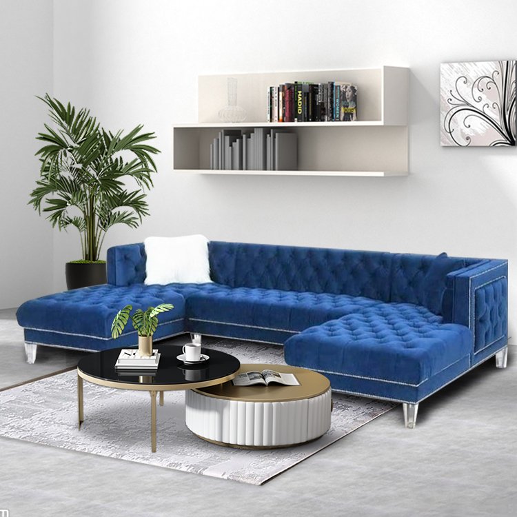 Winforce Luxury velvet sofa set furniture 3 seater white leather living room Sofa couch cama modern design Chesterfield Sofa
