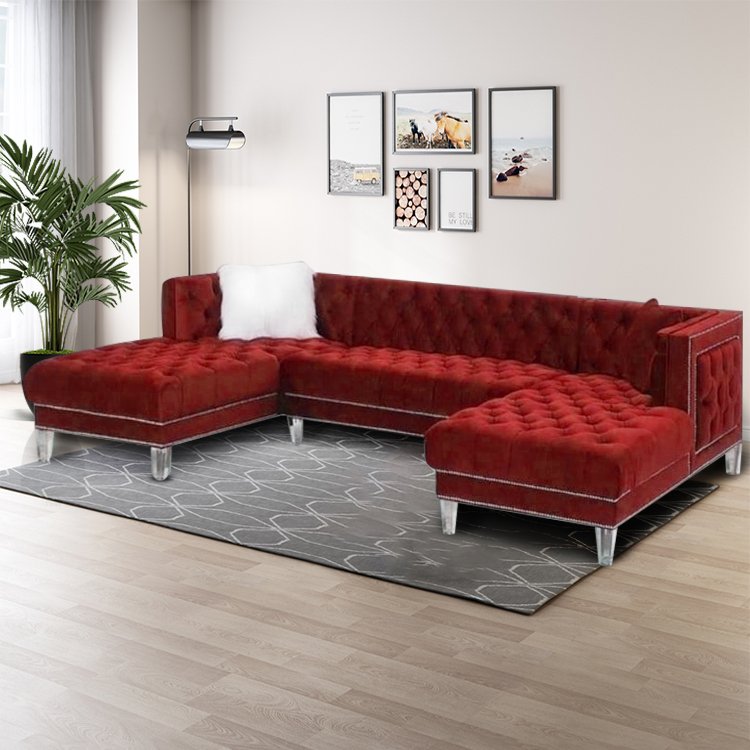 Winforce Luxury velvet sofa set furniture 3 seater white leather living room Sofa couch cama modern design Chesterfield Sofa