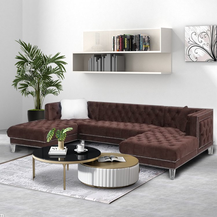 Winforce Luxury velvet sofa set furniture 3 seater white leather living room Sofa couch cama modern design Chesterfield Sofa