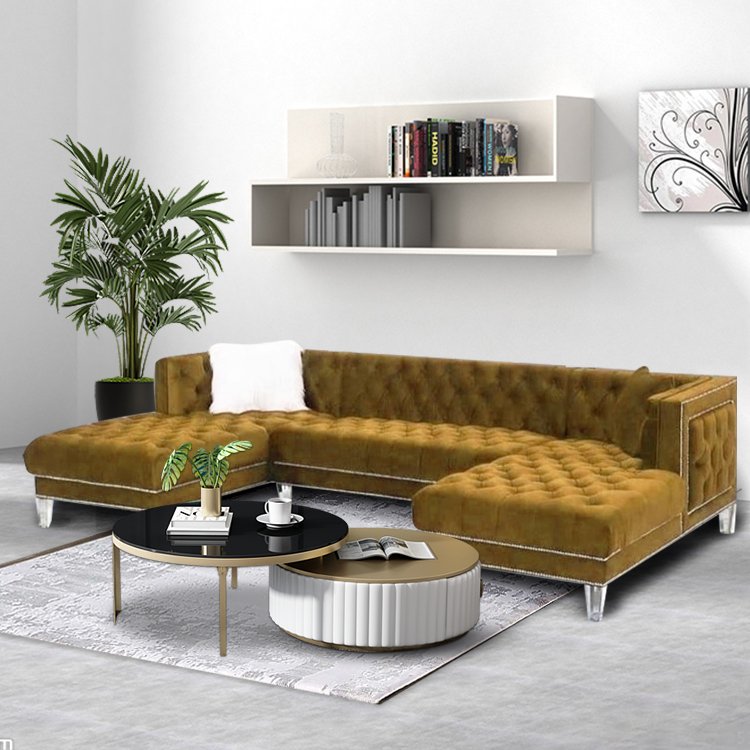 Winforce Luxury velvet sofa set furniture 3 seater white leather living room Sofa couch cama modern design Chesterfield Sofa