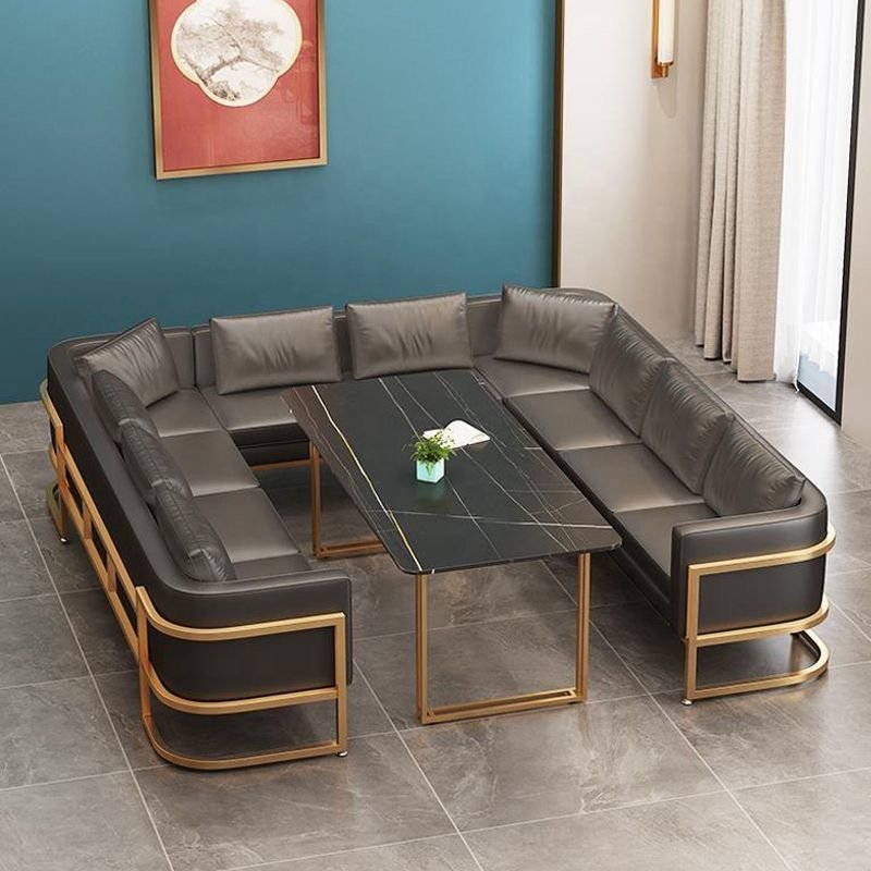 Modern simple and cheap leather sofa set furniture Reception room Office Meeting room Cafe restaurant