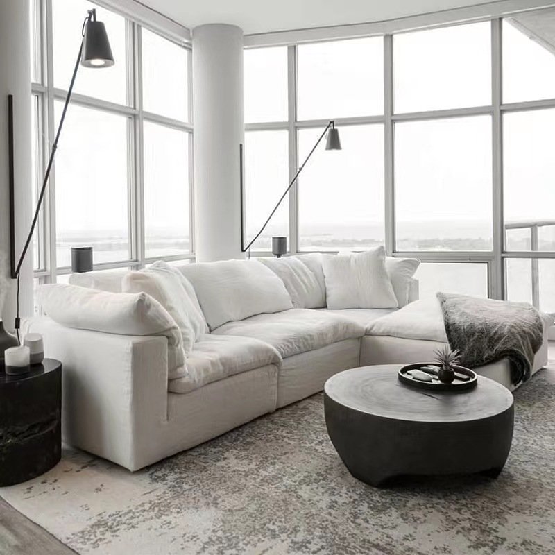 Modular Sectional Sofa Living Room French Furniture Deep Sitting Nordic Modern White Modular Sectional Couch sofa sets