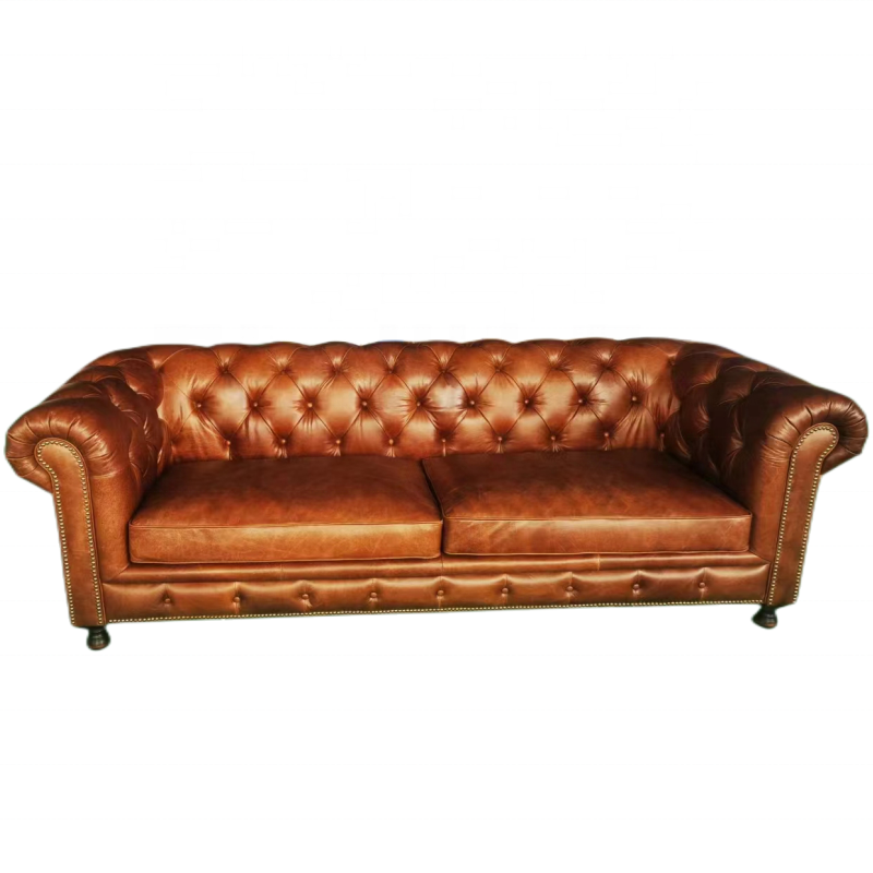 retro genuine leather union jack chesterfield sofa British flag back luxury classic 3 seater sofa for hotel VIP room guest room