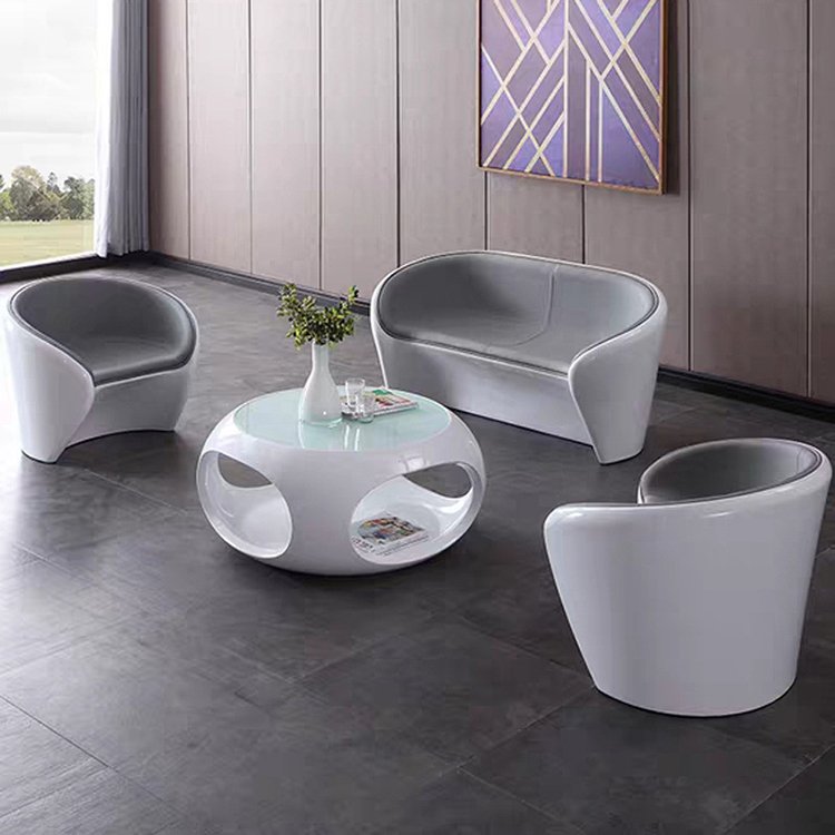 Business Office Furniture Sofa coffee table of glass fiber Reinforced Plastic Frame Simple Negotiate Sofa reception chair