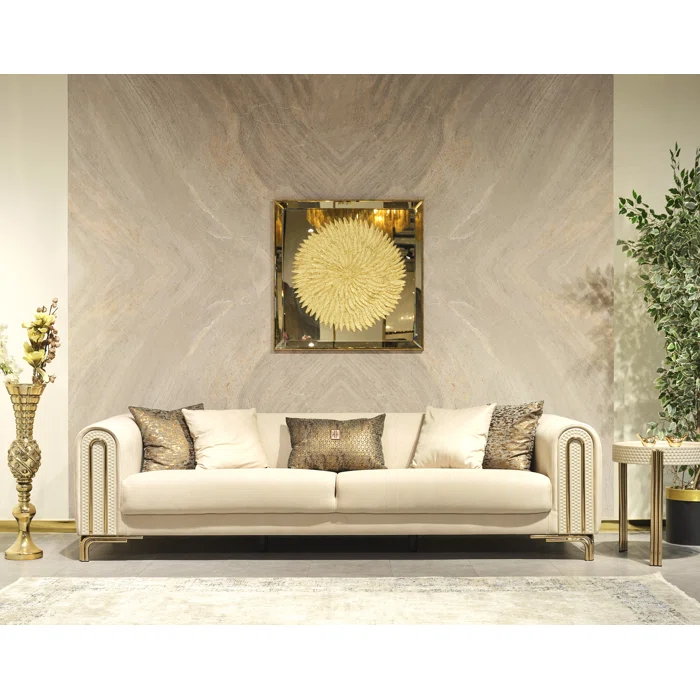 Luxury Stainless Steel Leg Chesterfield Sofa Velvet Upholstered Living Room Sofa Set Couch For Home Hotel Furniture