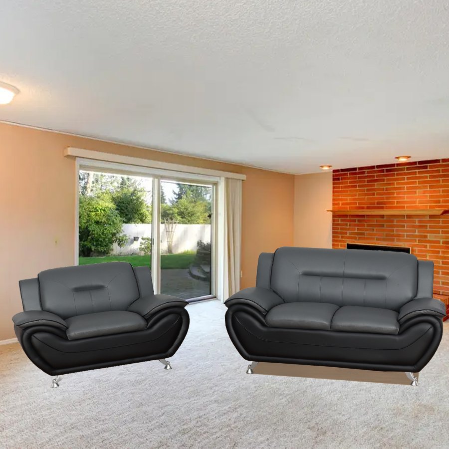 Hot Selling Black And White Comfortable Leather Sofa Living Room Reclining Sectional Sofa Set